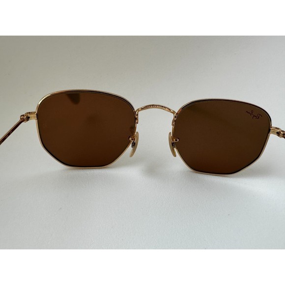 Ray Ban Sunglasses RB3548N 001/Z2 51mm HEXAGONAL FLAT LENSES Copper Gold - Picture 9 of 16